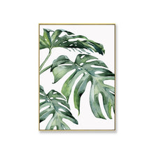 Load image into Gallery viewer, Watercolor Leaves Wall Art Canvas Painting Green Style