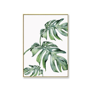 Watercolor Leaves Wall Art Canvas Painting Green Style