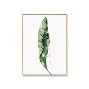 Watercolor Leaves Wall Art Canvas Painting Green Style