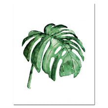 Load image into Gallery viewer, Watercolor Leaves Wall Art Canvas Painting Green Style