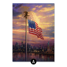 Load image into Gallery viewer, Canvas Painting Statue Of Liberty And United States Flag