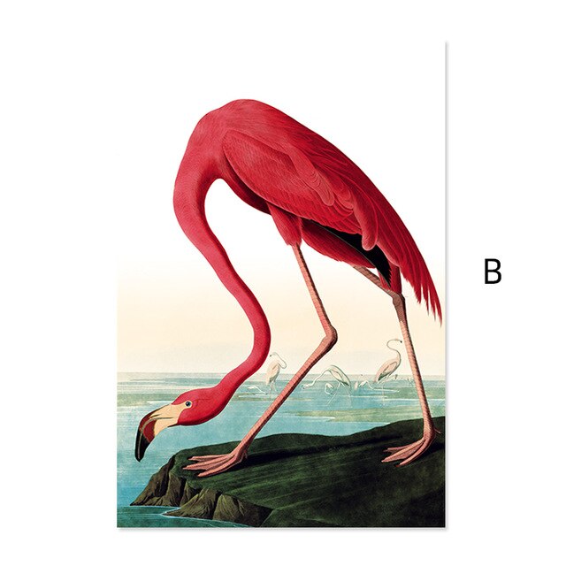 Red Green Flamingo Art Wall Painting