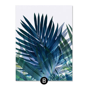 Modern Green Tropical Plant Leaves Canvas Art