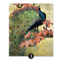 Load image into Gallery viewer, Peacock Art Canvas Painting Flower Feather Bird Pastoral Wall Art
